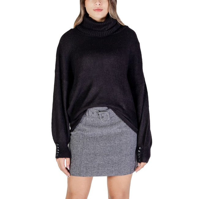 ICHI Black Marabou Turtleneck ICHI