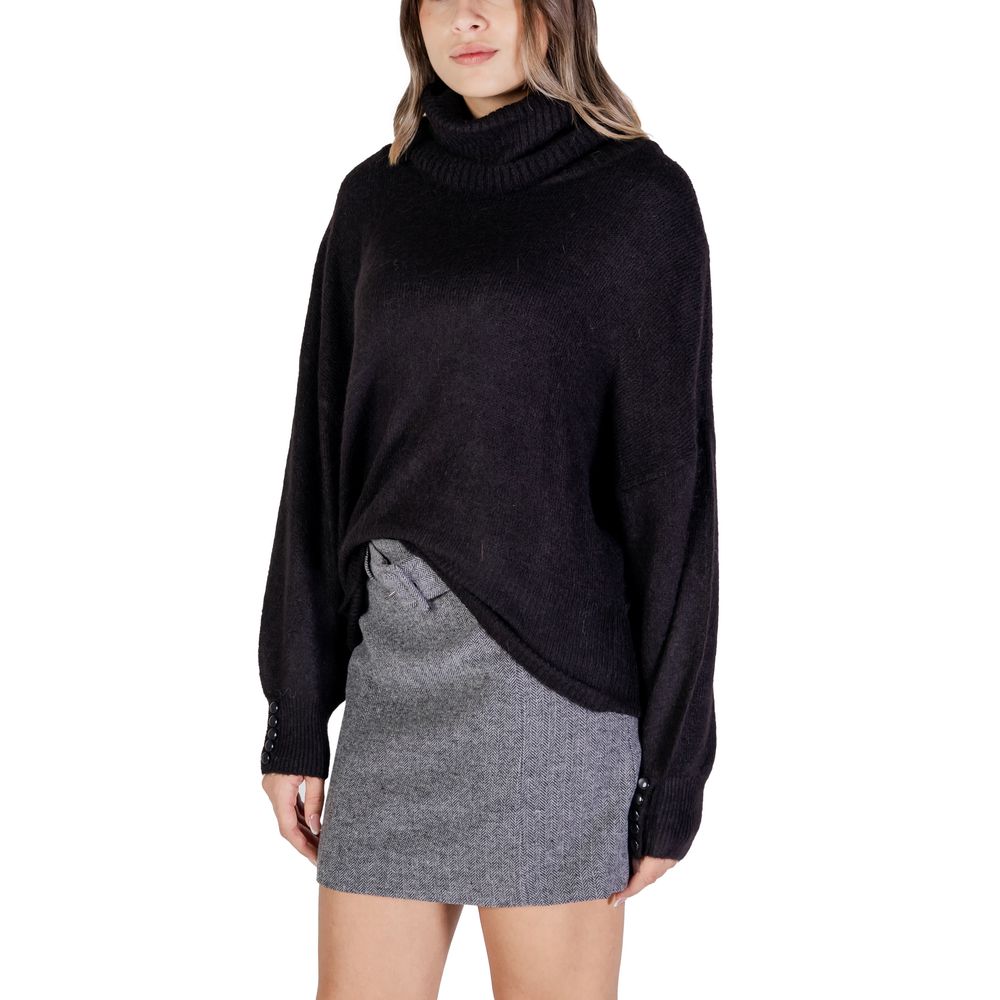ICHI Black Marabou Turtleneck ICHI