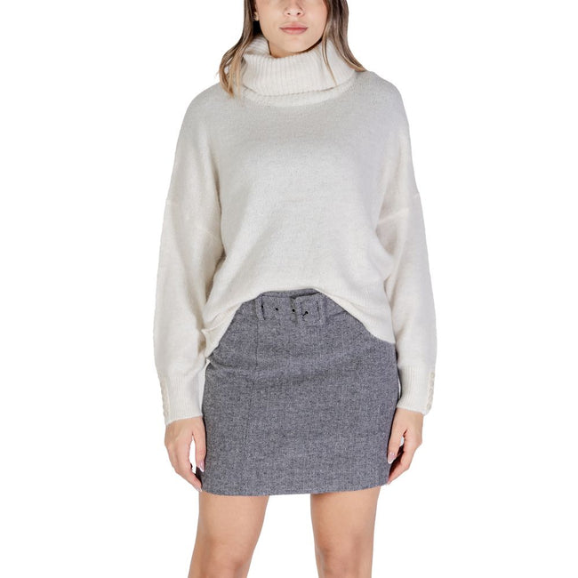ICHI Cream Marabou Turtleneck ICHI