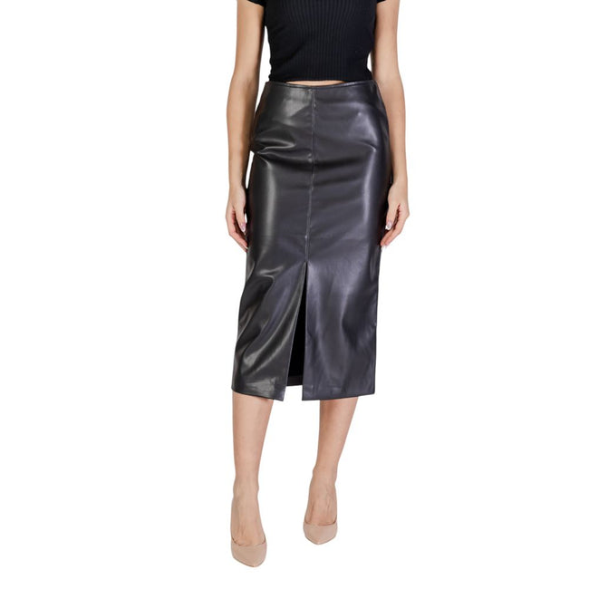 ICHI Black Polyester Skirt ICHI