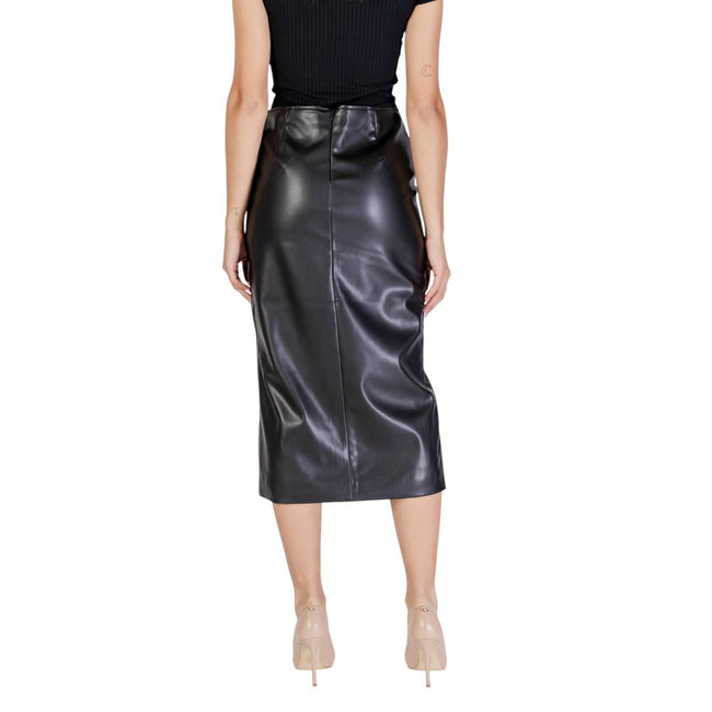 ICHI Black Polyester Skirt ICHI