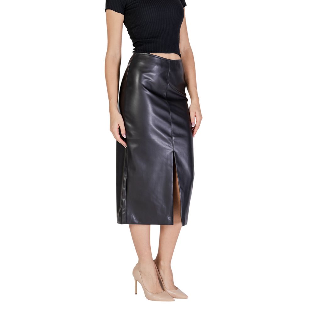ICHI Black Polyester Skirt ICHI