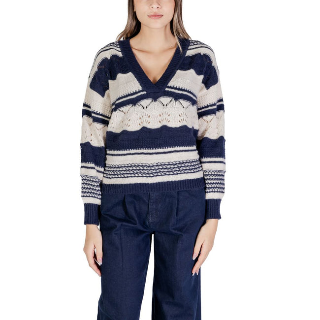 ICHI Blue Recycled Polyester Sweater ICHI