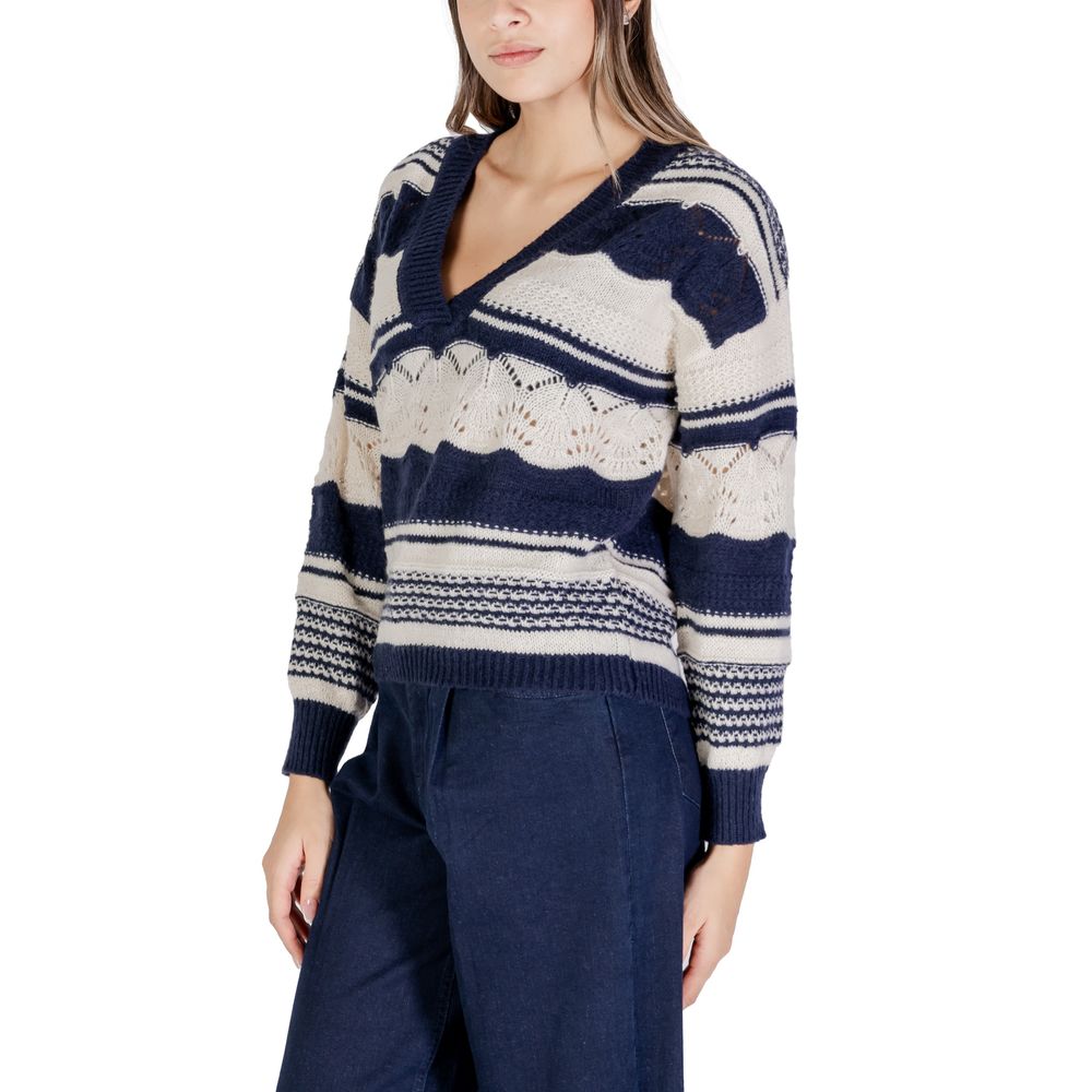ICHI Blue Recycled Polyester Sweater ICHI