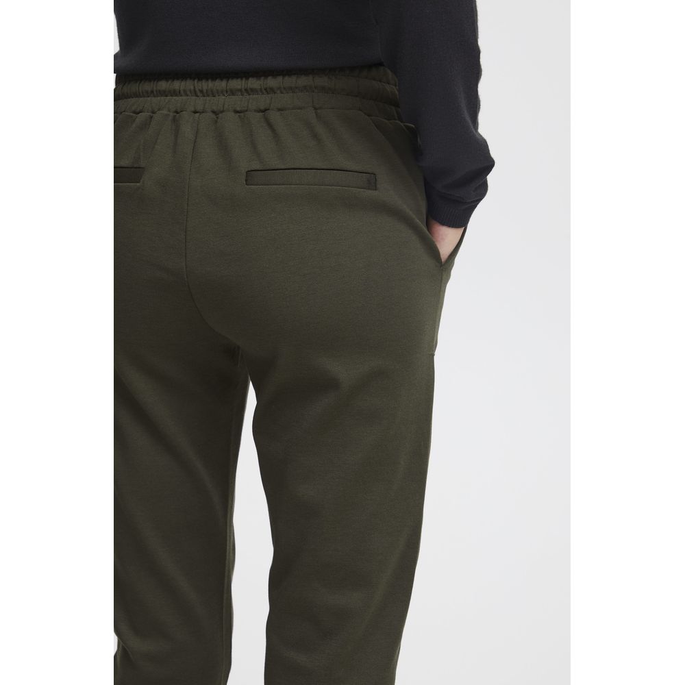 ICHI Green Polyester Pant ICHI