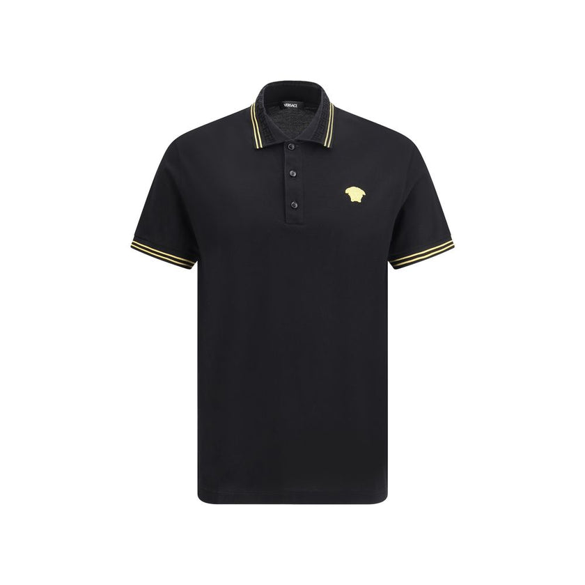 Versace Black Cotton Polo Shirt Versace