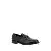 Prada Black Leather Logo Loafers Prada