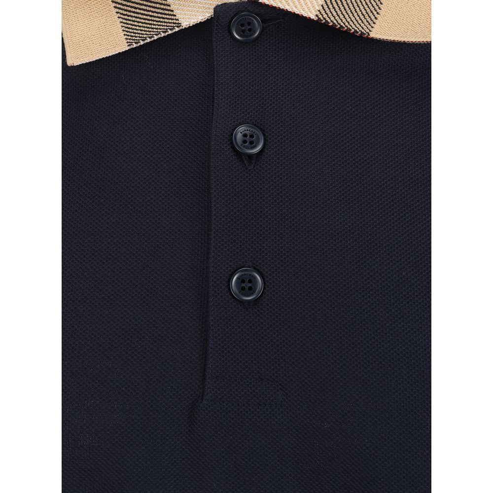 Burberry Blue Cotton Polo Shirt Burberry