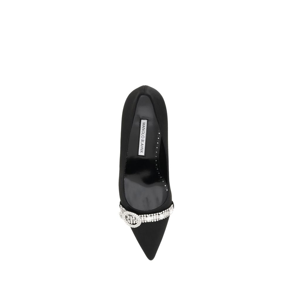 Manolo Blahnik Black Asapump Satin Pumps Manolo Blahnik