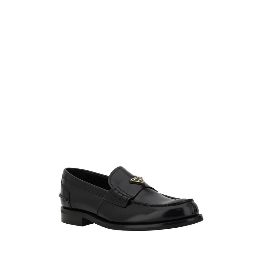 Prada Black Calf Leather Bos Taurus Slip-On Loafers Prada