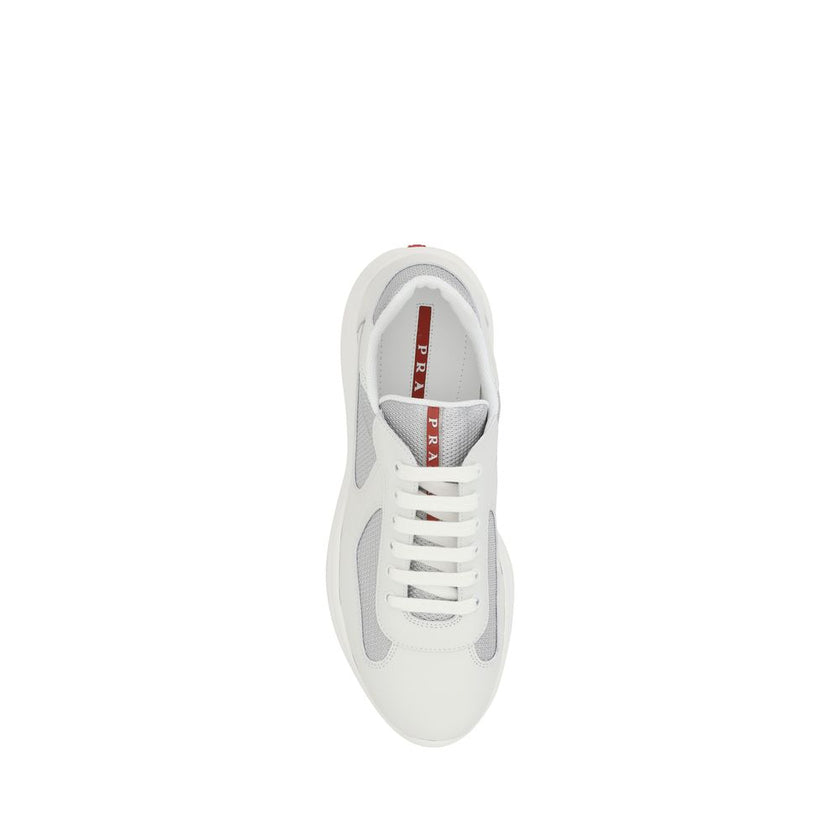 Prada White Calf Leather Bos Taurus Low Top Sneakers Prada