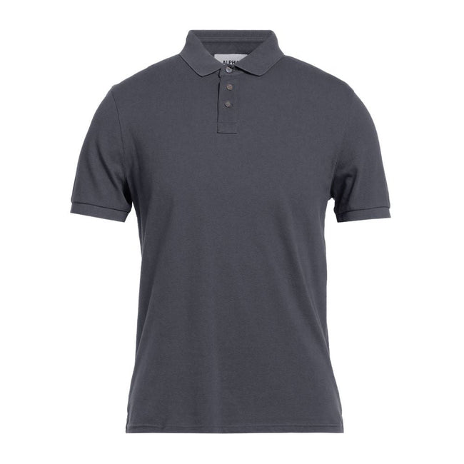 Alpha Studio Gray Cotton Polo Shirt Alpha Studio