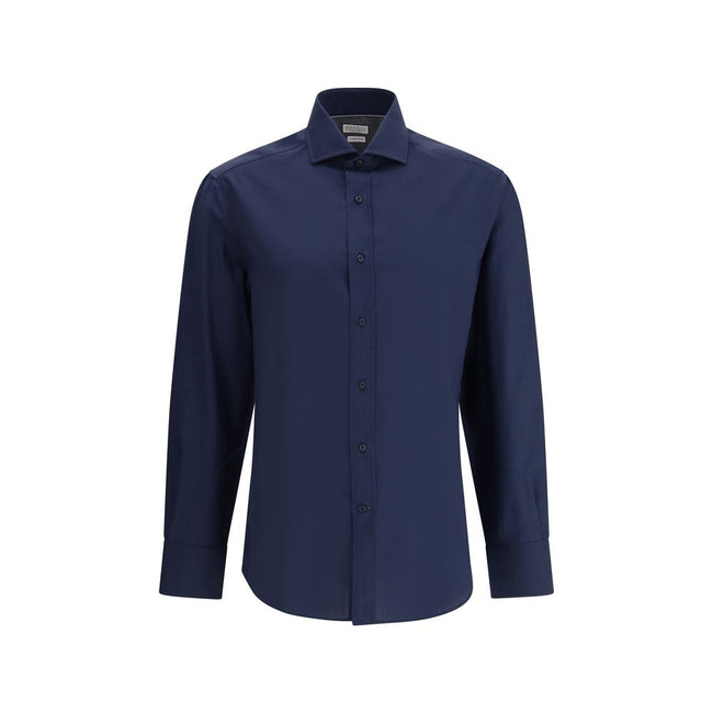 Brunello Cucinelli Blue Cotton Shirt Brunello Cucinelli