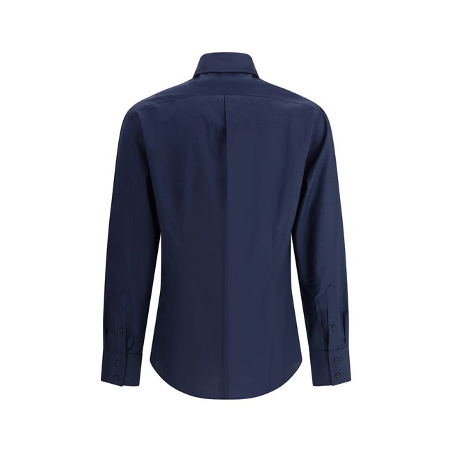 Brunello Cucinelli Blue Cotton Shirt Brunello Cucinelli