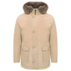 Herno Beige Nylon Men Jacket with Fur-Trimmed Hood Herno