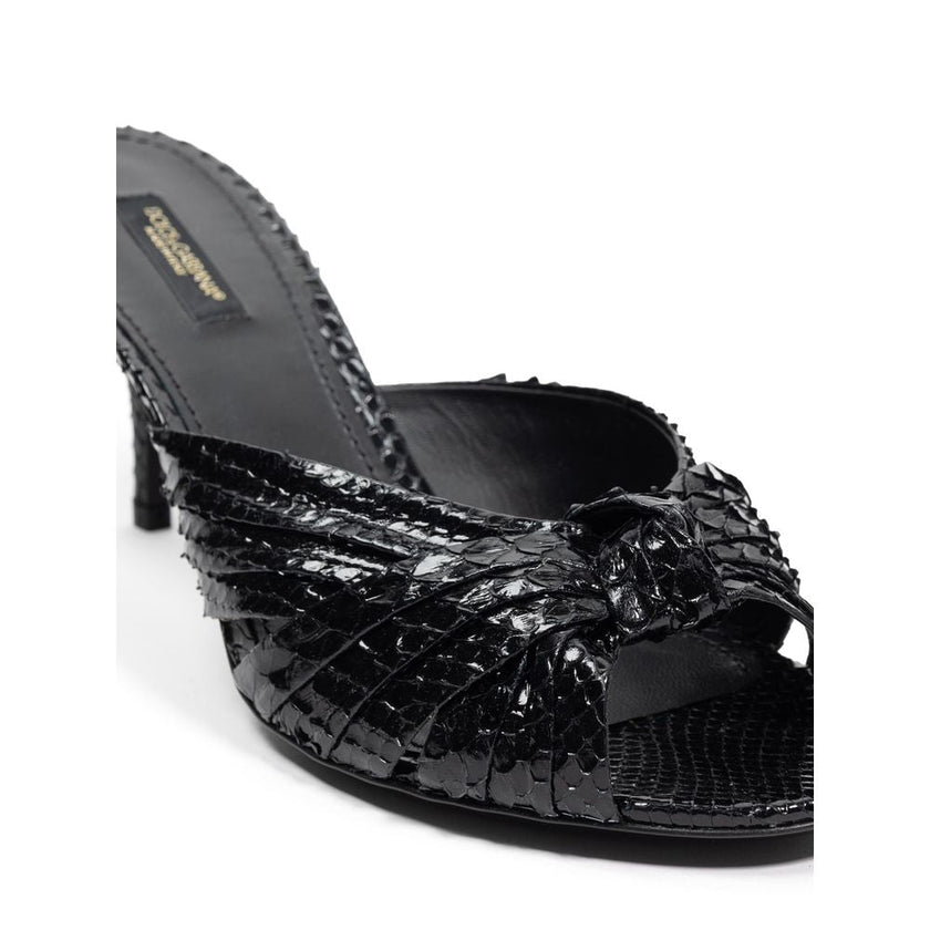 Dolce & Gabbana Black Snake Skin  Platform Sandals Dolce & Gabbana