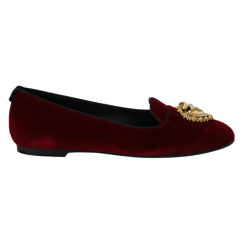 Dolce & Gabbana Burgundy Cotton Flat Dolce & Gabbana