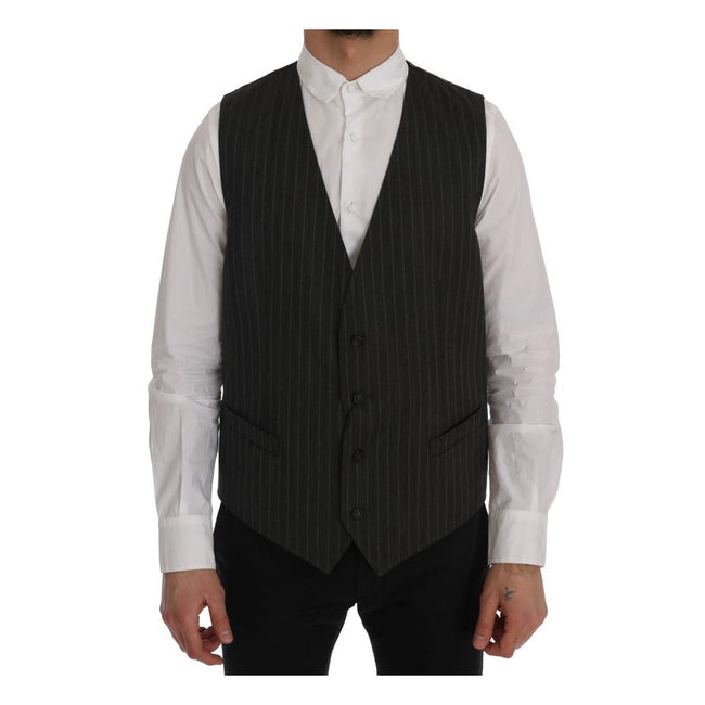 Dolce & Gabbana Gray Wool Waistcoat Dolce & Gabbana