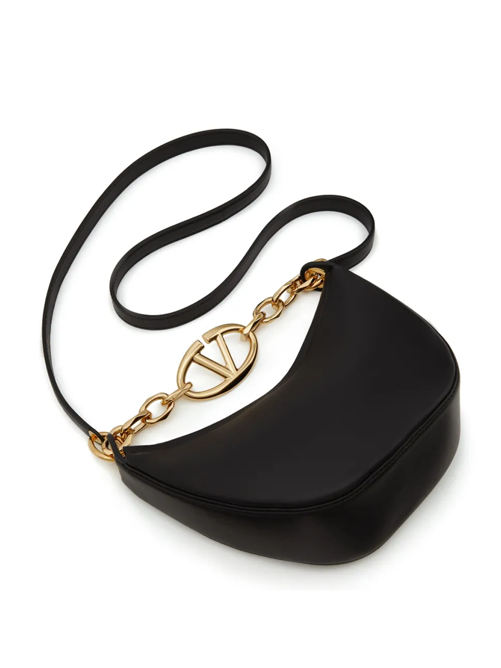 Valentino Garavani Black Leather Mini Hobo Vlogo Shoulder Bag Valentino Garavani