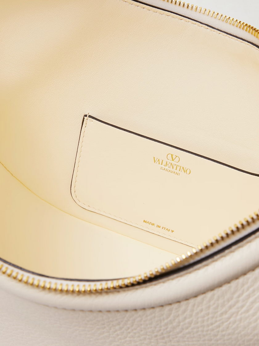 Valentino Garavani Ivory Leather Small Hobo Vlogo Shoulder Bag Valentino Garavani