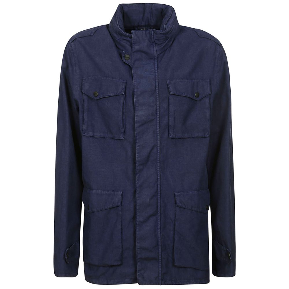 Herno Blue Linen Men Jacket Herno