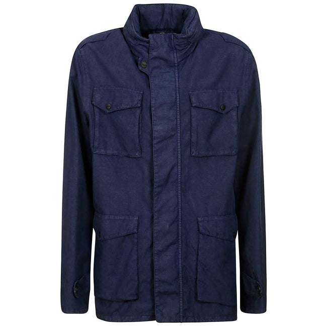 Herno Blue Linen Men Jacket Herno