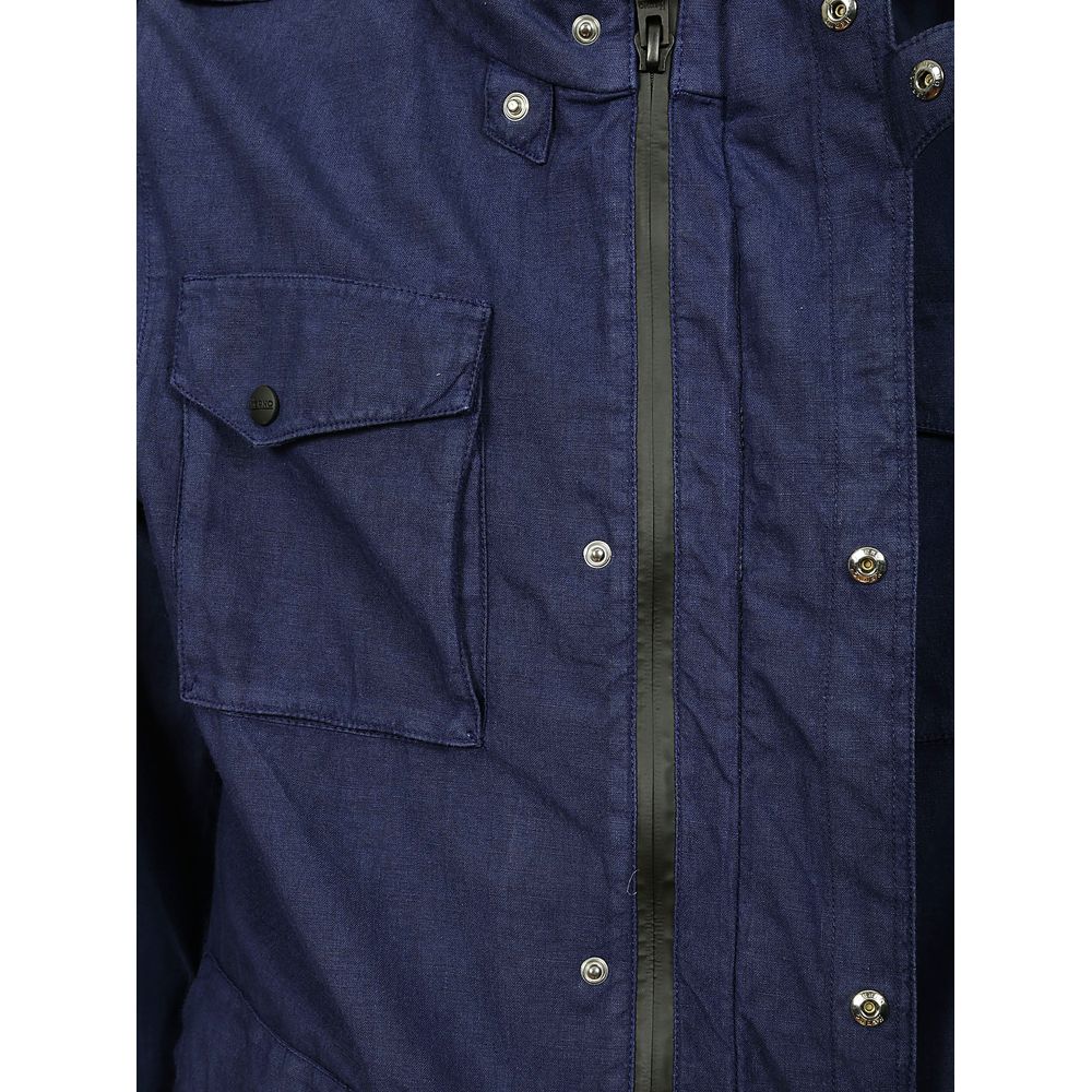 Herno Blue Linen Men Jacket Herno