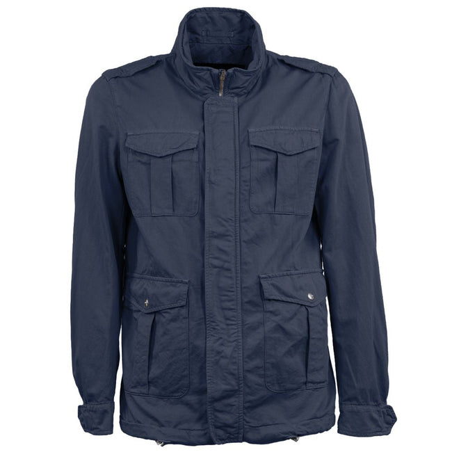 Herno Blue Linen Men Jacket Herno