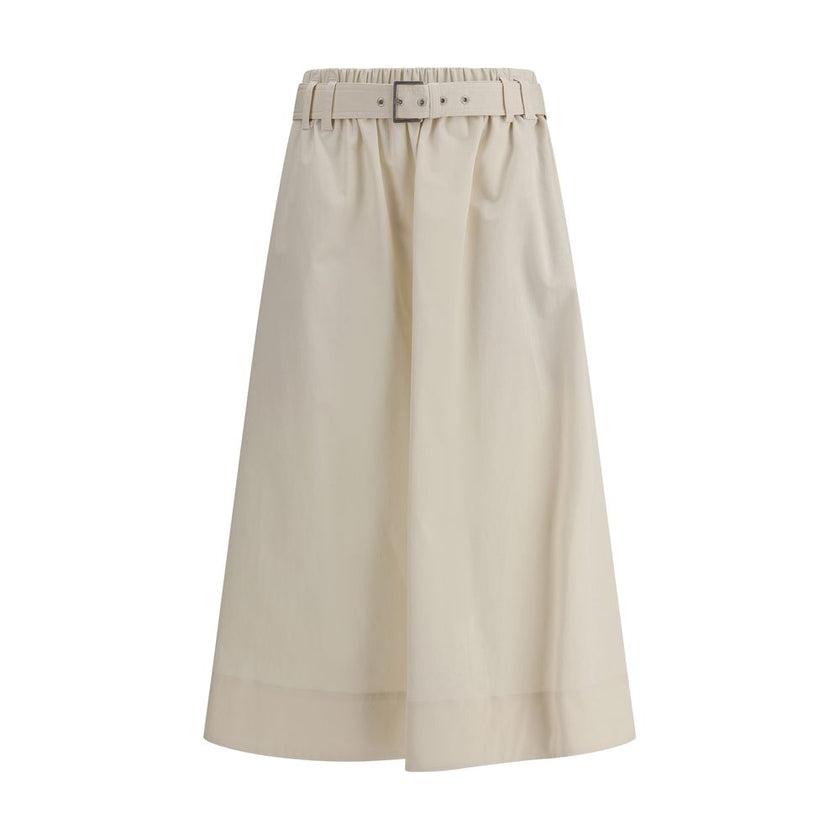 Brunello Cucinelli Cream Wide Long Skirt Brunello Cucinelli