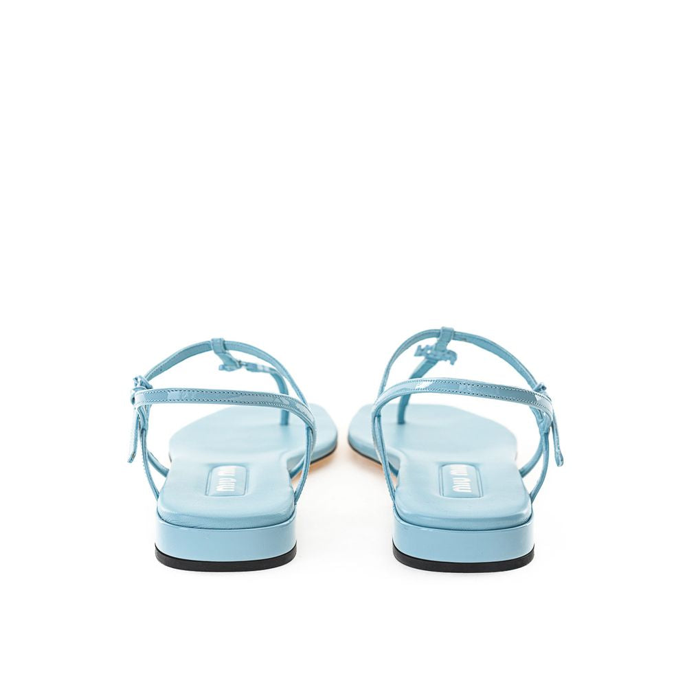 Miu Miu Blue Patent Leather Flip-Flop Sandal Miu Miu