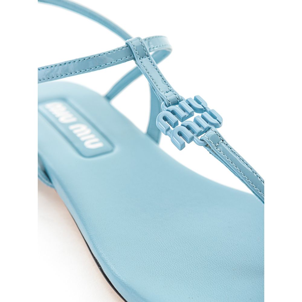 Miu Miu Blue Patent Leather Flip-Flop Sandal Miu Miu