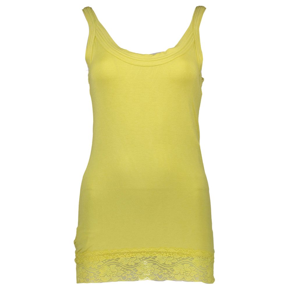 Silvian Heach Yellow Cotton Womens Tank with Lace Detail Silvian Heach