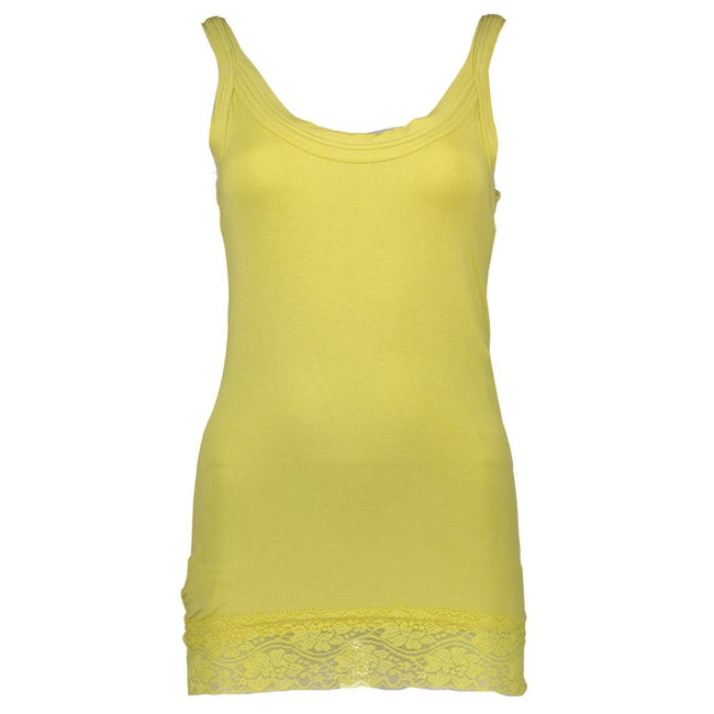 Silvian Heach Yellow Cotton Womens Tank with Lace Detail Silvian Heach