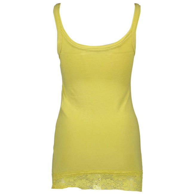 Silvian Heach Yellow Cotton Womens Tank with Lace Detail Silvian Heach