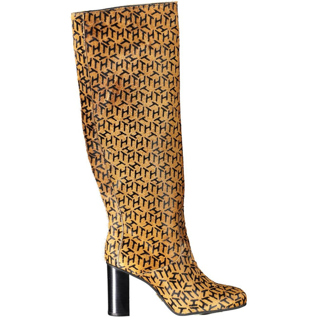 Tommy Hilfiger Beige Leather Women Boot Tommy Hilfiger