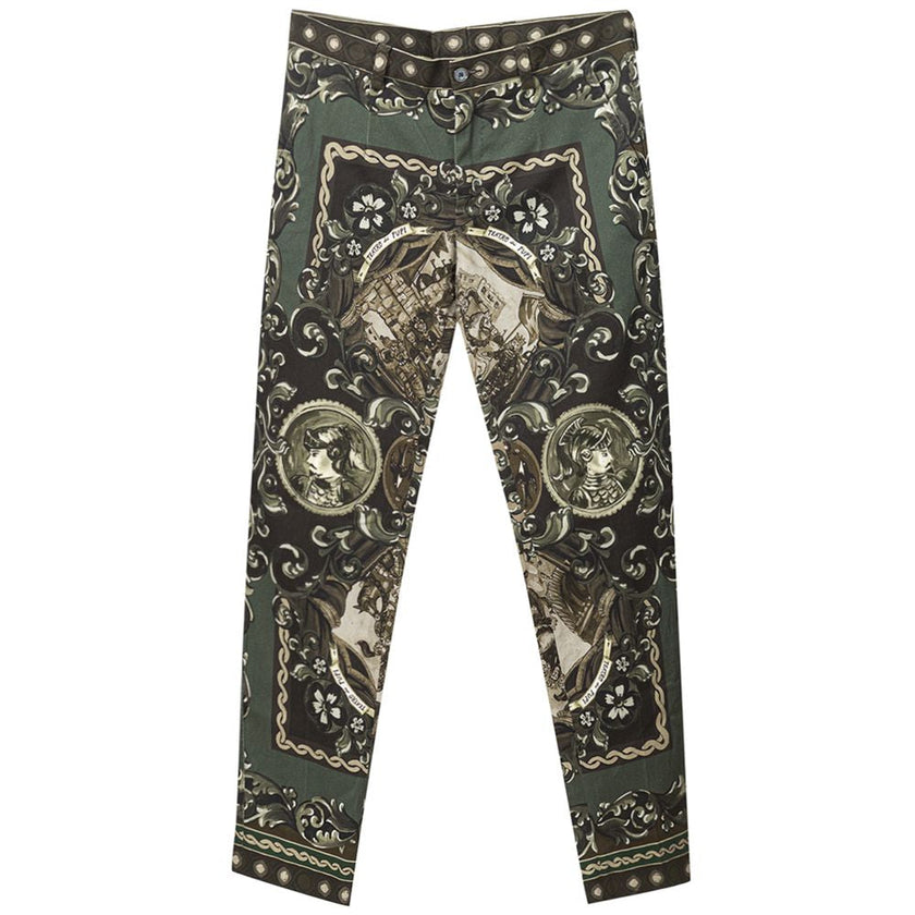 Dolce & Gabbana Green Cotton Casual Pants Dolce & Gabbana