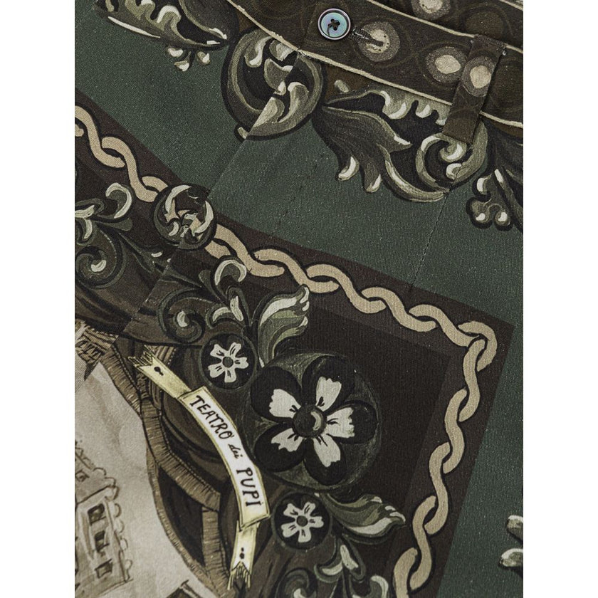 Dolce & Gabbana Green Cotton Casual Pants Dolce & Gabbana