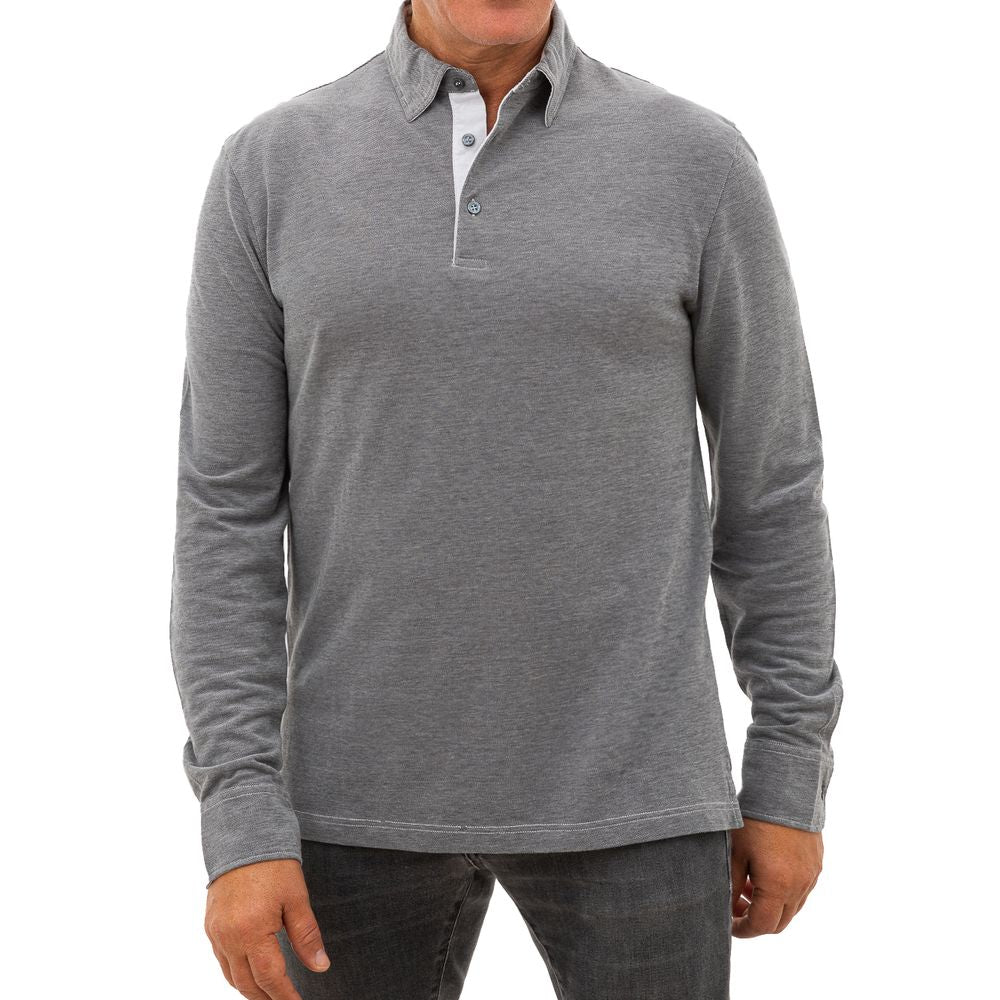 Corneliani Gray Cotton Polo Shirt Corneliani