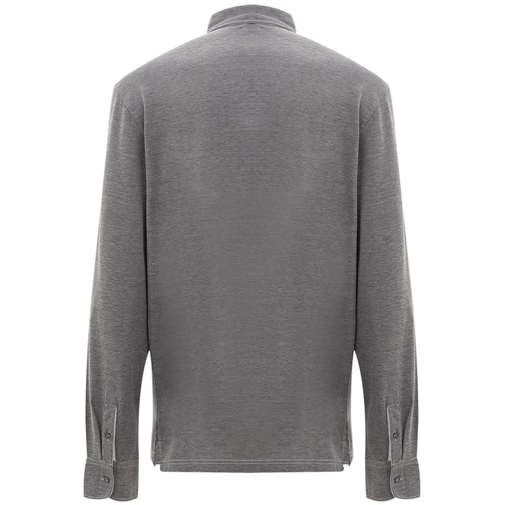 Corneliani Gray Cotton Polo Shirt Corneliani