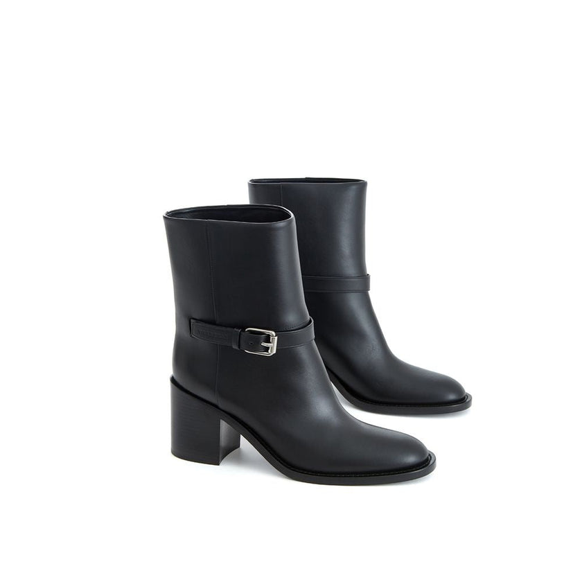 Burberry Black Leather Ankle Boots Burberry