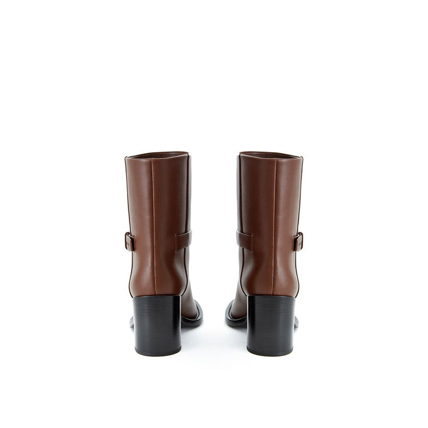 Burberry Brown Leather Ankle Boots Burberry
