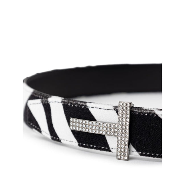 Tom Ford Black And White Leather Belt Tom Ford