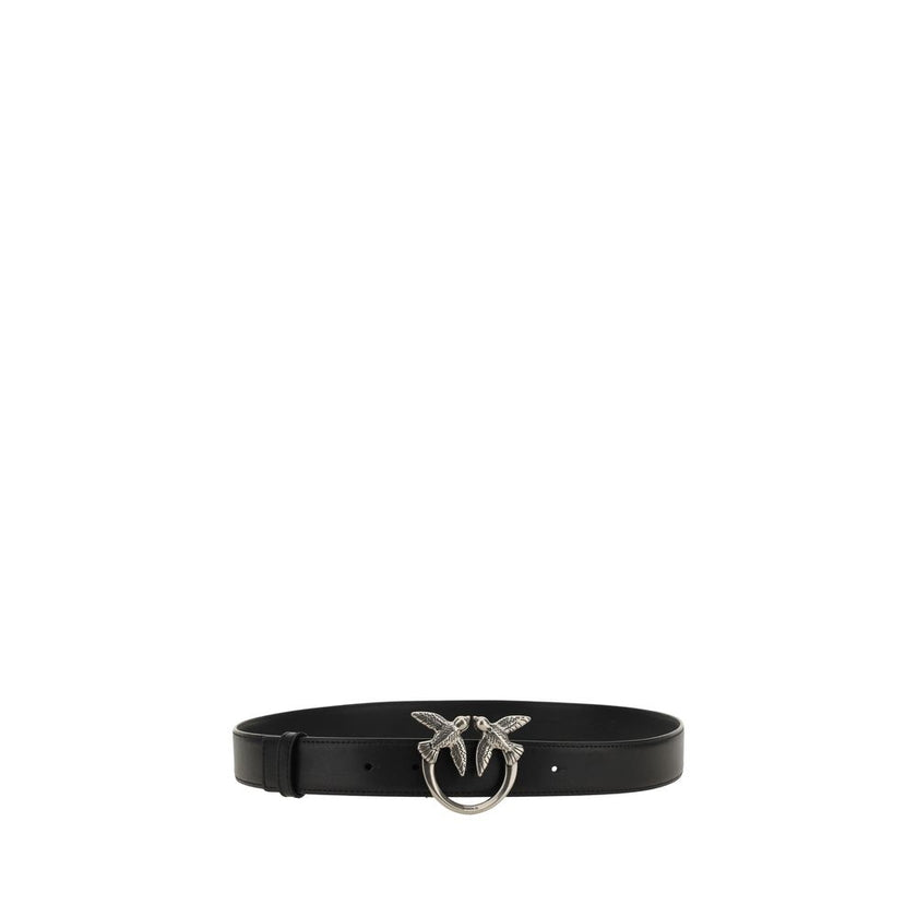 PINKO Black Calf Leather Bos Taurus Regular Belt PINKO