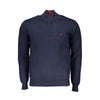 Harmont & Blaine Chic Half-Zip Blue Sweater with Embroidery Detail Harmont & Blaine