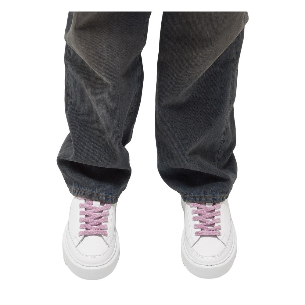 D.A.T.E Beige Leather Sneaker D.A.T.E