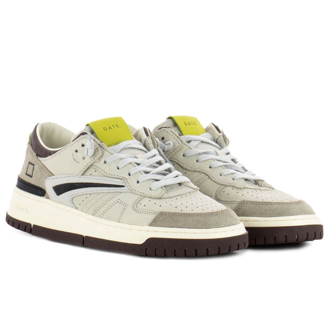 D.A.T.E Beige Leather Sneaker D.A.T.E
