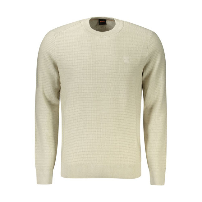 Hugo Boss Beige Cotton Men Sweater Hugo Boss