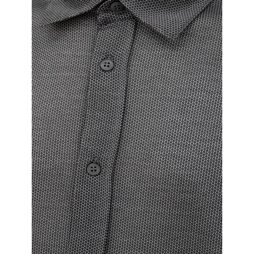 Canali Gray Cotton Pattern Shirt Canali