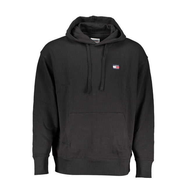 Tommy Hilfiger Black Cotton Men Sweater Hoodie Tommy Hilfiger