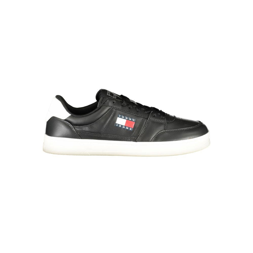 Tommy Hilfiger Black Leather Men Sneaker Tommy Hilfiger